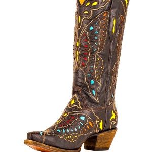 Corral Vintage Red/Yellow/Turquoise Butterfly Boot